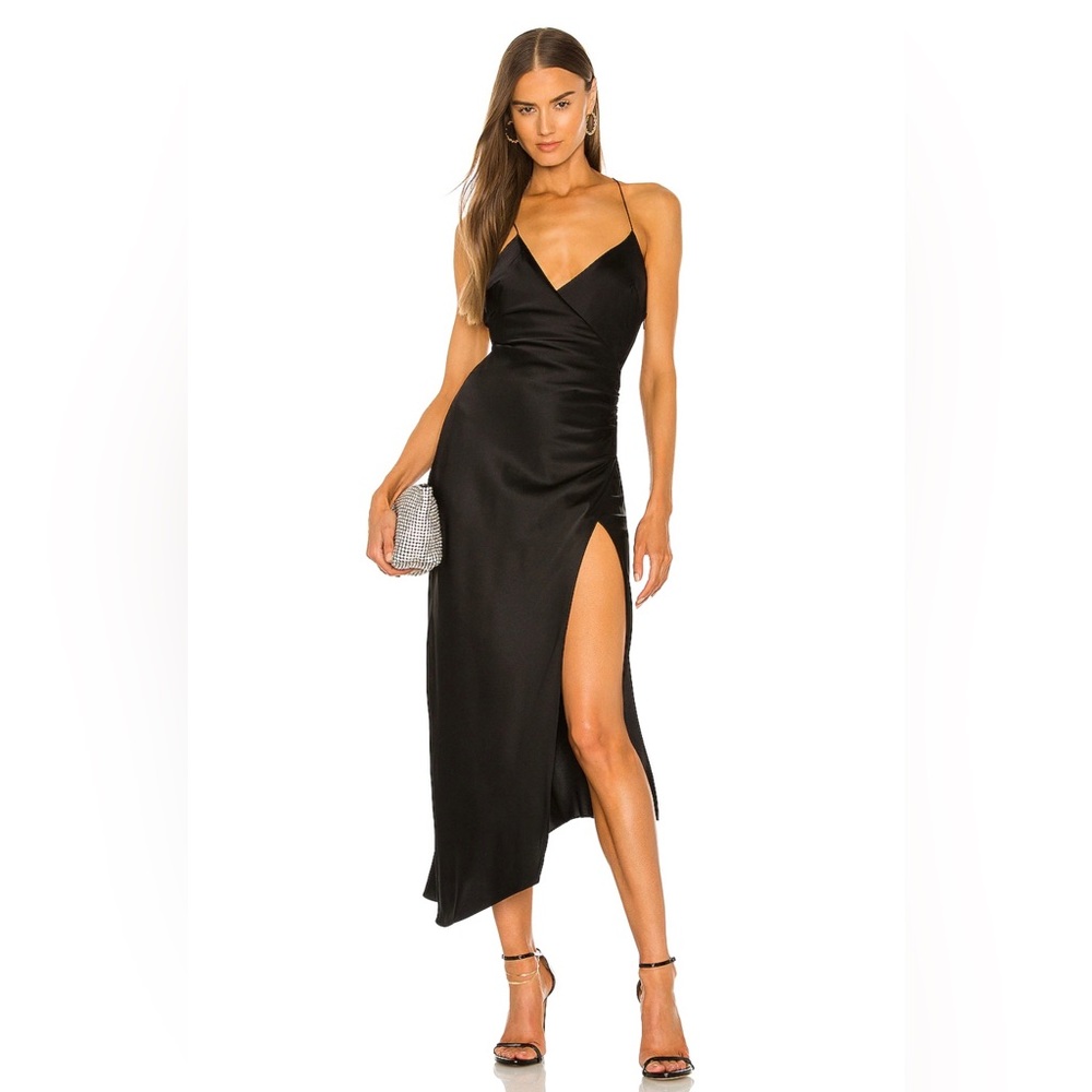 SER.O.YA Emma Silk Dress in Black | Size XS